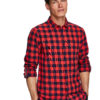 Roll-Tab Sleeve Flannel Buffalo Plaid Shirt - StyleFav