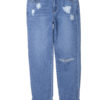 Heart Washing Turned Up Hem Mid Rise Ripped Jeans - StyleFav