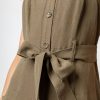 Evie Linen Sleeveless Button Dress - StyleFav