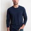 Classic Raw Edge Slub Pocket Long Sleeve T Shirt - StyleFav