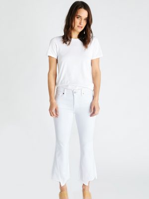 Micki White Dawn Mid Rise Kick Flare Jeans - StyleFav