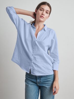 Carey Woven Cotton Button Up Shirt - StyleFav