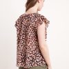 Yuelle Printed Ruffle Cap Sleeve Top - StyleFav
