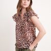 Yuelle Printed Ruffle Cap Sleeve Top - StyleFav