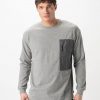Dark Grey Marle Tech Box Long Sleeve Tee - StyleFav