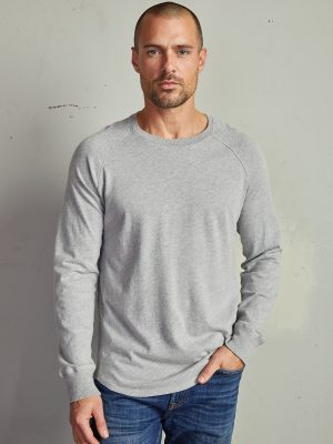 Heather Jersey Crew Long Sleeve Top - StyleFav