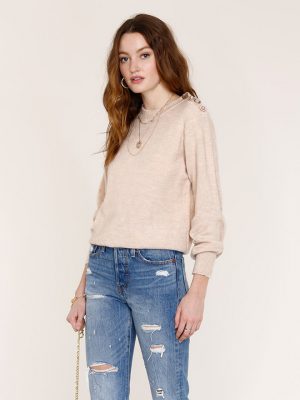 Doreen Buttoned Shoulder Sweater - StyleFav