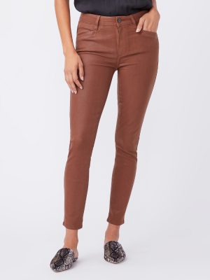 Hoxton Cognac Luxe Coated Ankle Jeans - StyleFav