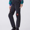 Sarah Black Meadow Ripped Straight Jeans - StyleFav