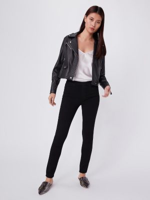 Hoxton Black Shadow Pull On Skinny Jeans - StyleFav