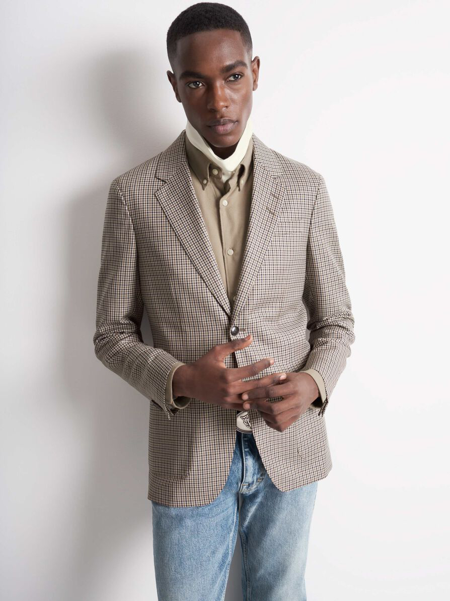 Josef Checked Slim Blazer - StyleFav