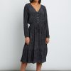 Marion Slate Python Long Sleeve Midi Dress - StyleFav