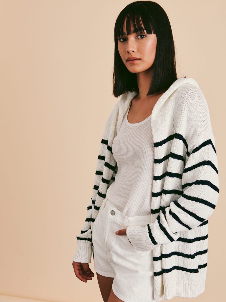 Maribeth Striped Short Sleeve Cardigan