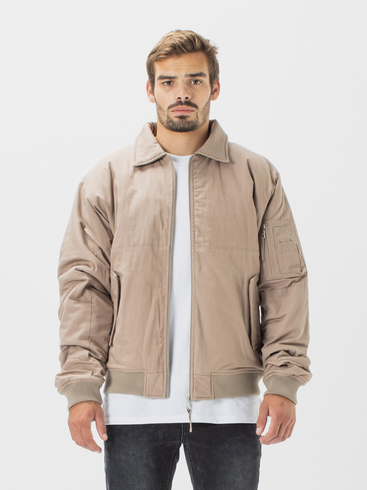 Sandstone Militat Bomber Jacket - StyleFav