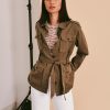 Adya Cotton Twill Military-Style Belted Jacket - StyleFav