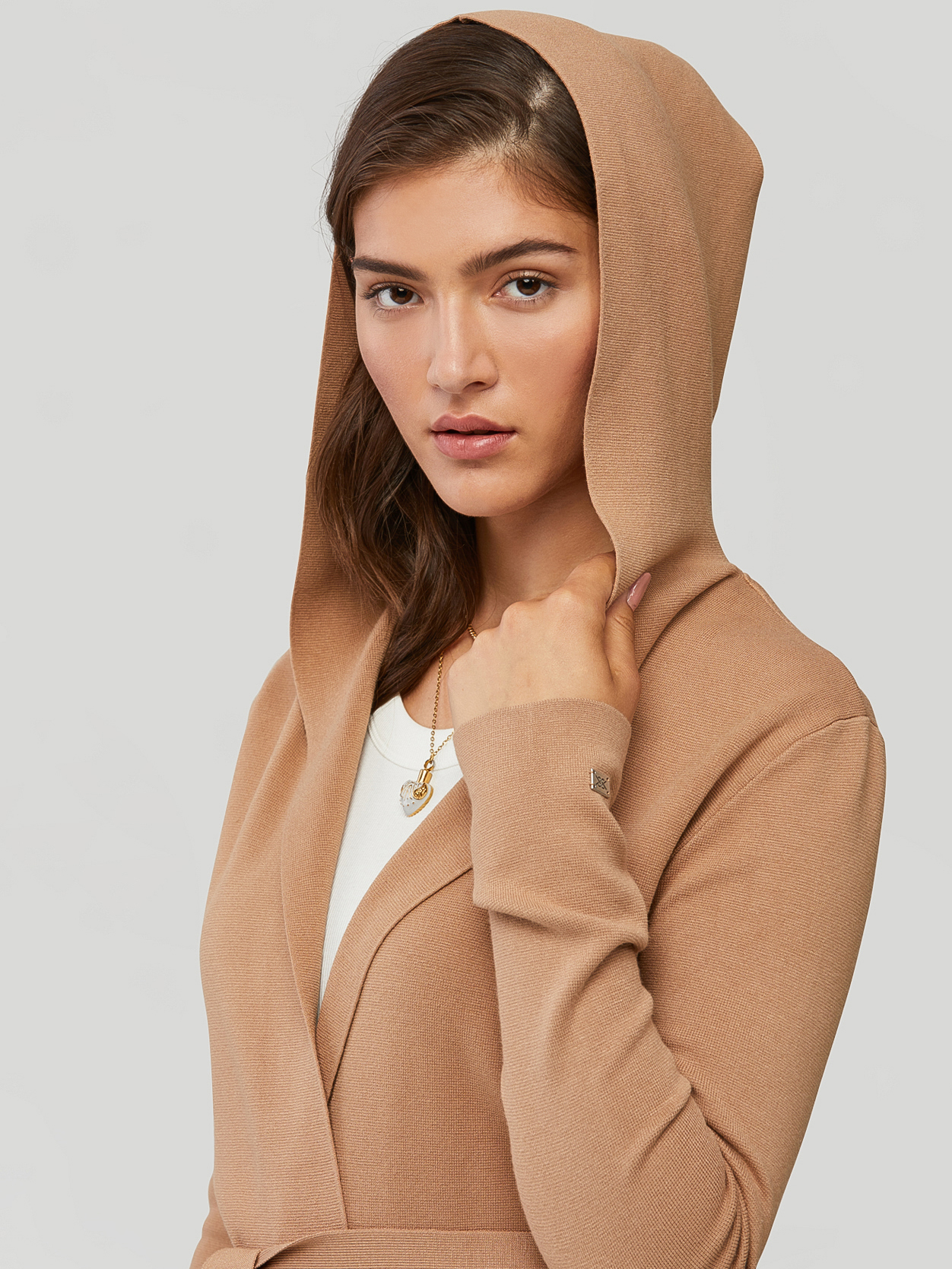 Emery Mid Length Hooded Coatigan - Stylefav