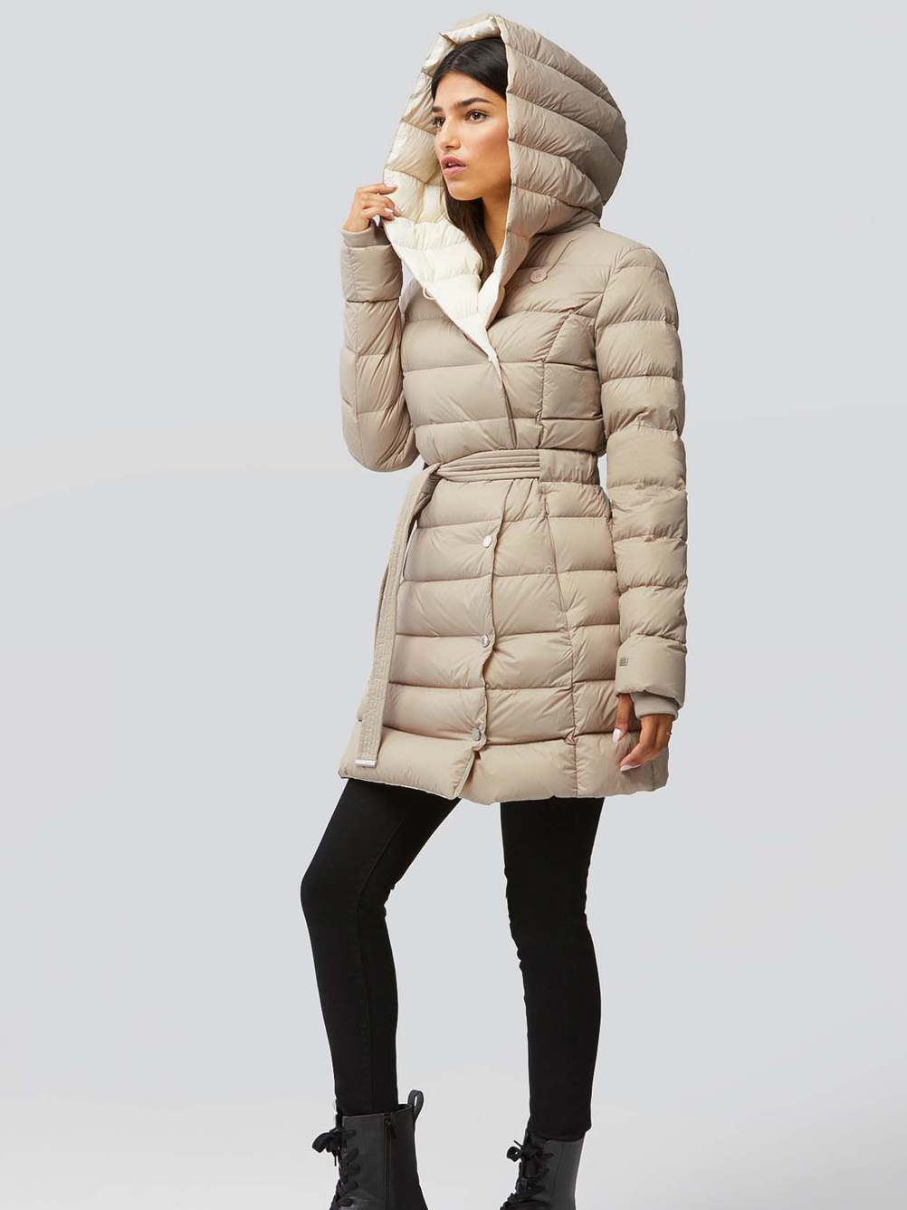 Jenni Lightweight Down Self Tie Coat - Stylefav