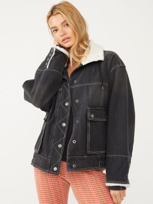 Ariel Cozy Denim Bomber Jacket - Stylefav