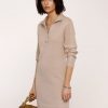 Malani Cozy Mock Neck Zip Knit Dress - Stylefav