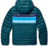 Women's Fuego Hooded Down Jacket Deep Ocean Stripes - Stylefav