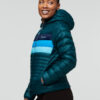 Women's Fuego Hooded Down Jacket Deep Ocean Stripes - Stylefav