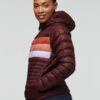 Women's Fuego Hooded Down Jacket Chestnut Stripes - Stylefav