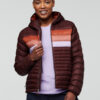Women's Fuego Hooded Down Jacket Chestnut Stripes - Stylefav