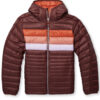 Women's Fuego Hooded Down Jacket Chestnut Stripes - Stylefav