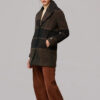 Adreanna Shearling Collar Plaid Wool Coat - Stylefav