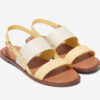 Flynn Golden Haze & Ivory Leather Flat Sandals - Stylefav