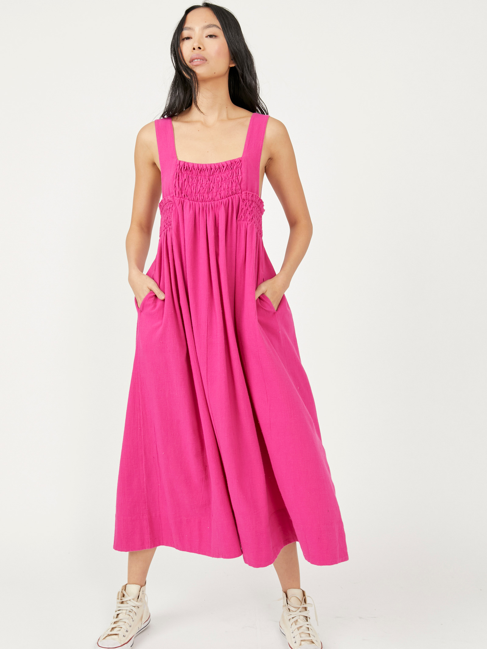 Raspberry Sherbert Delphine Midi Dress - Stylefav
