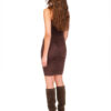 Brown Stretched Matte Jersey Ruched Dress - Stylefav