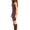 Brown Stretched Matte Jersey Ruched Dress - Stylefav