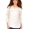 Ivory High Low Long Sleeve Button Down Blouse - Stylefav