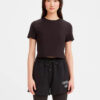 Black Gold Tab Slim Crop Tee - Stylefav