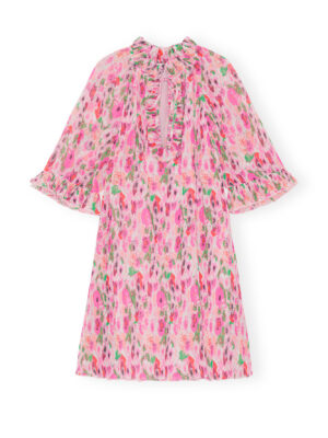 Sugar Plum Pleated Georgette Ruffle Mini Dress - Stylefav