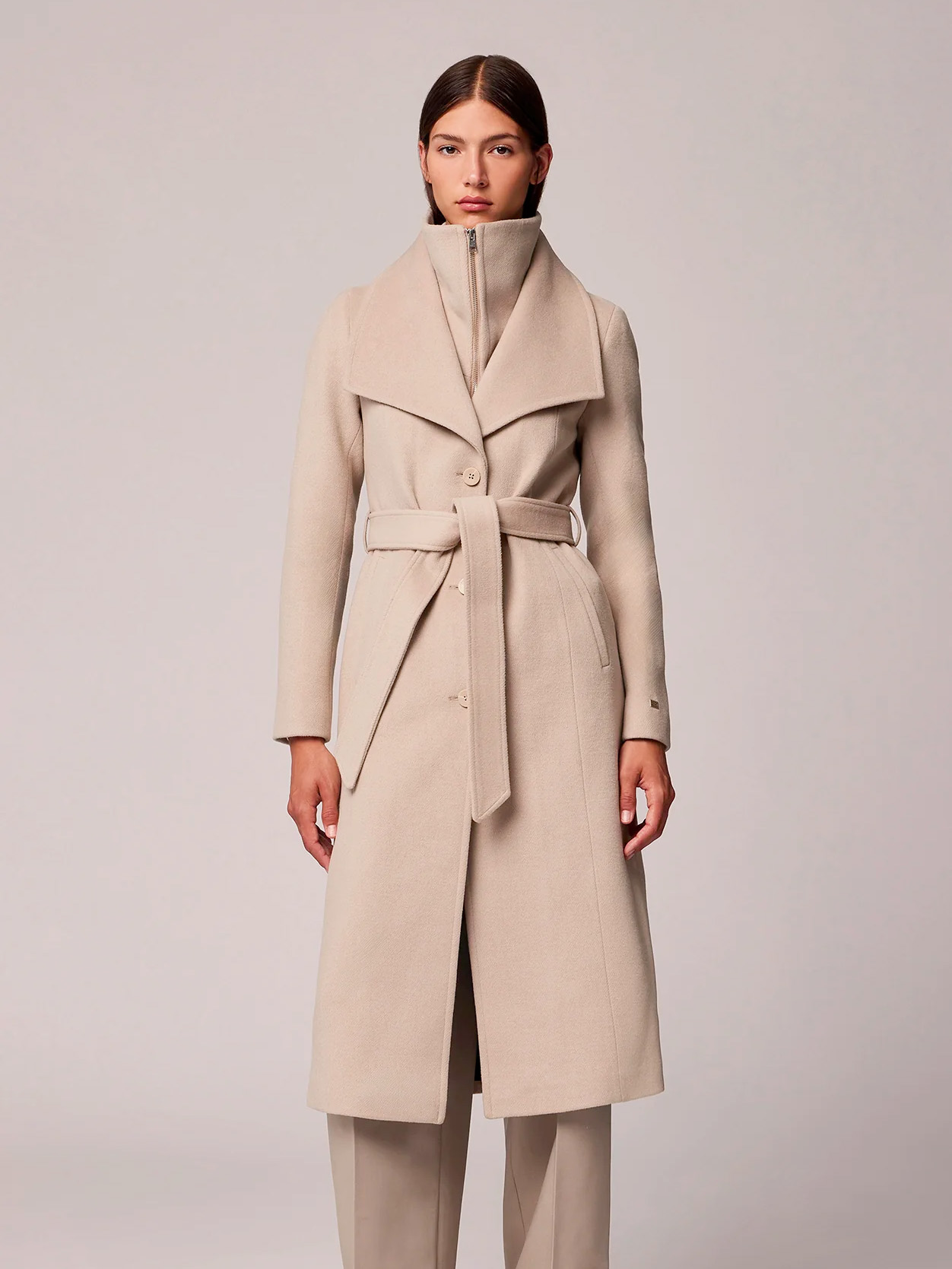 Ilana Lapel Collar Classic Wool Belted Coat - Stylefav