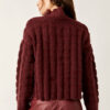 Wine Heather Soul Searcher Mock Crop Sweater - Stylefav