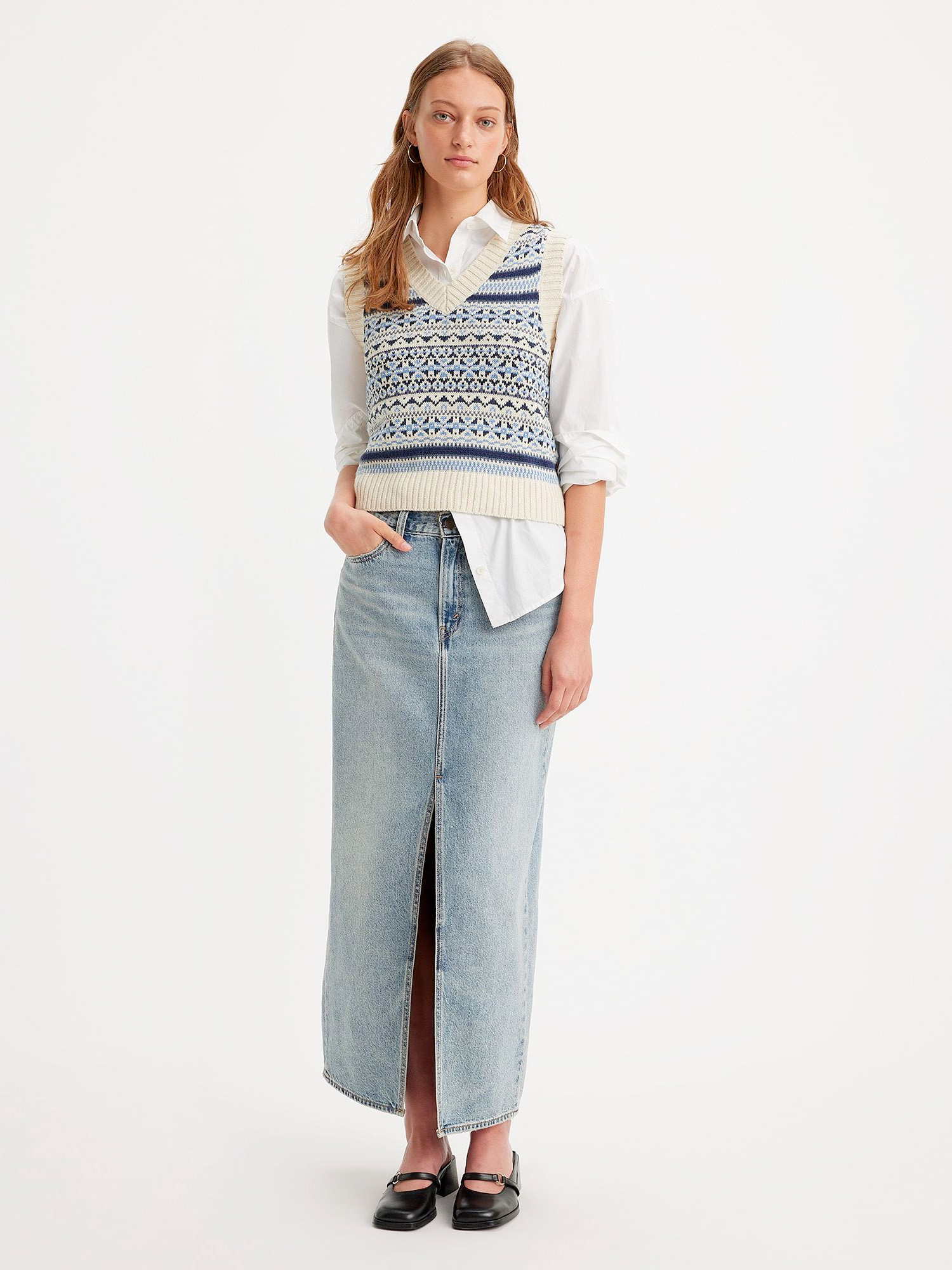 Please Hold Ankle Column Maxi Denim Skirt - Stylefav