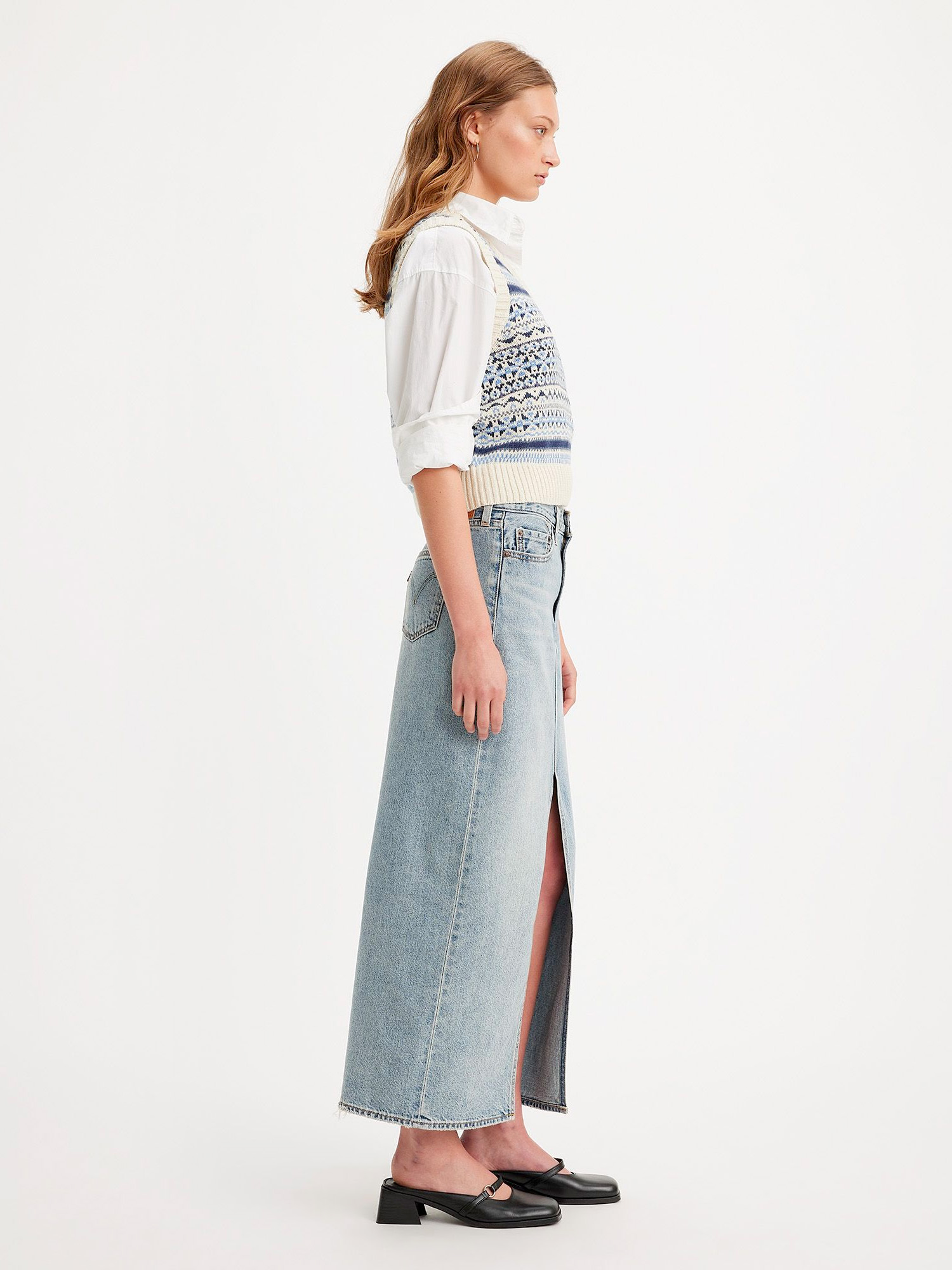 Please Hold Ankle Column Maxi Denim Skirt - Stylefav