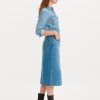 Artist Divided Side Slit Midi Denim Skirt - Stylefav