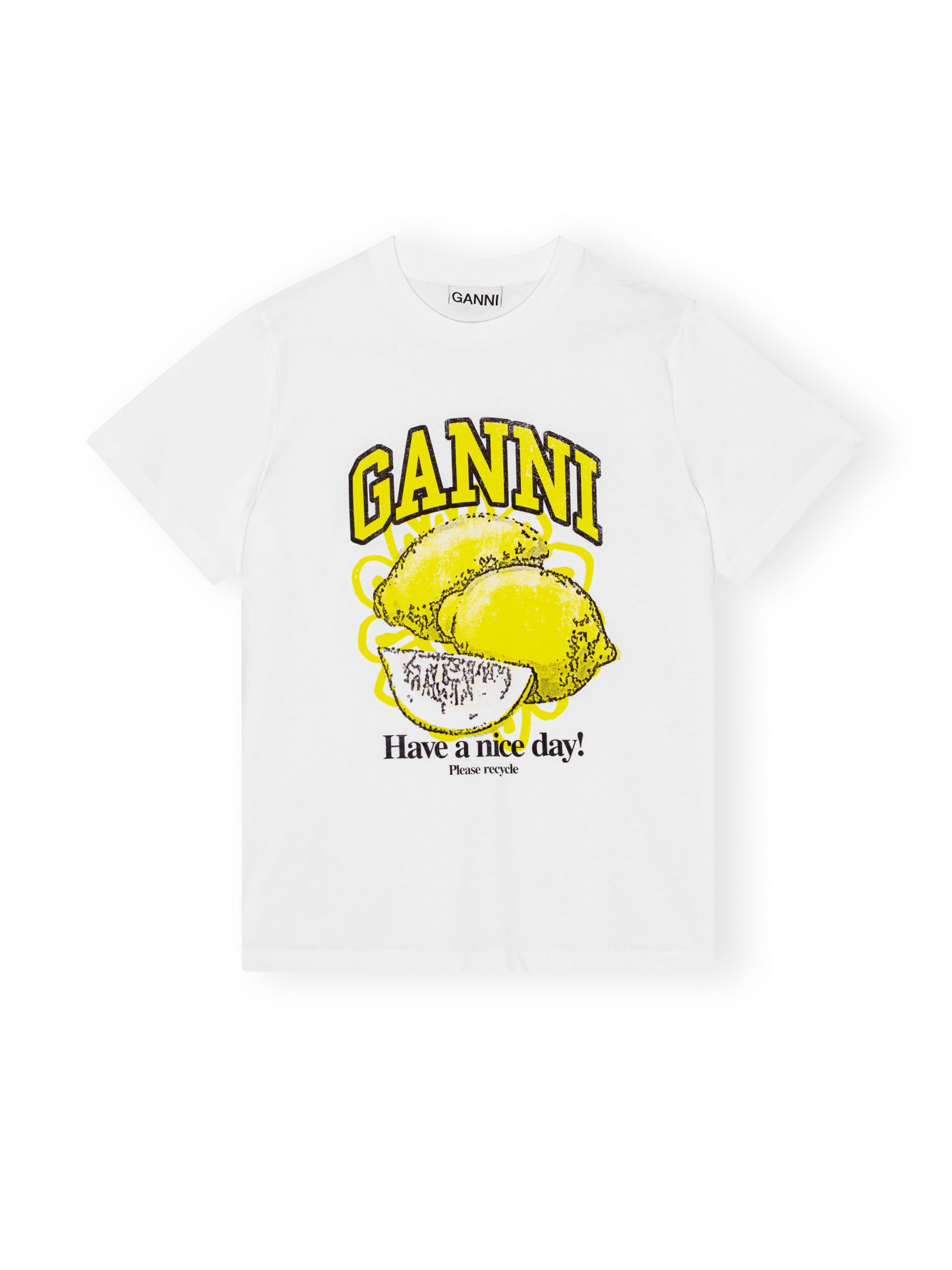 Bright White Basic Jersey Lemon Relaxed T-shirt - Stylefav