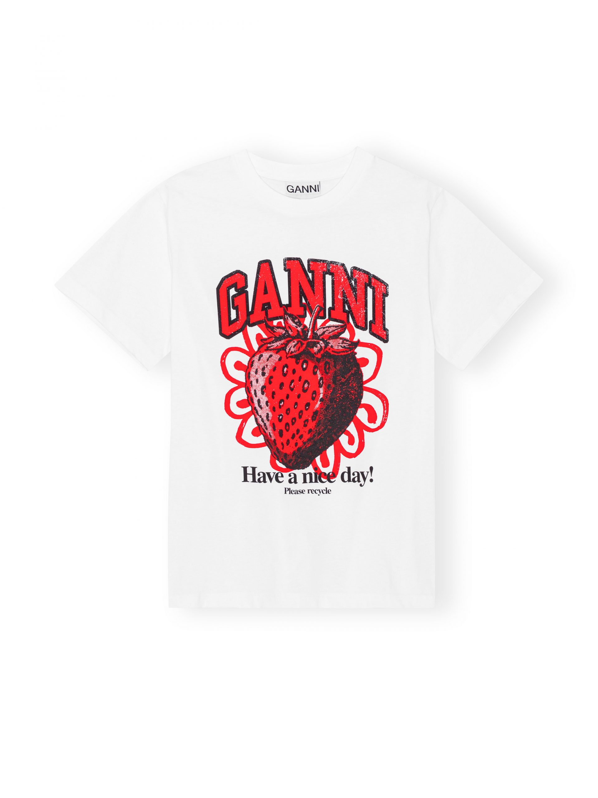 Bright White Strawberry Relaxed T-Shirt - Stylefav