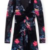 Printed Mesh Gathered Mini Dress - Stylefav