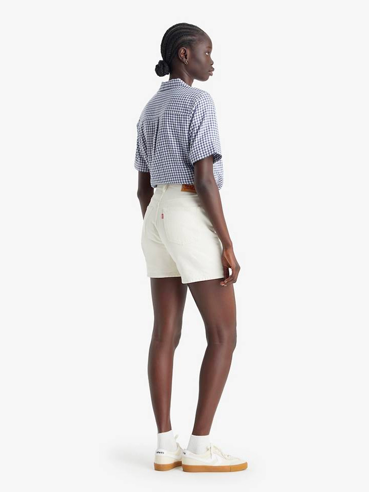 Ethereal Ecru Mid Thigh Slit Shorts - Stylefav