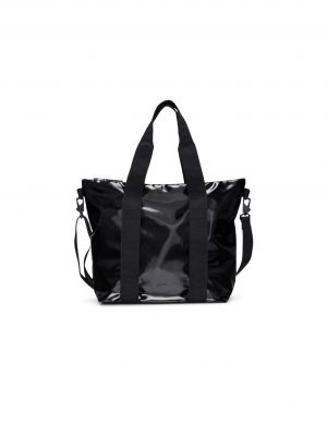 Shiny Black Waterproof Tote Bag - Stylefav