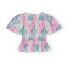 Printed Cotton Open-neck Smock Blouse - Stylefav