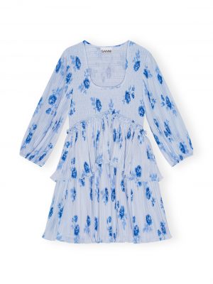 Heather Pleated Georgette Flounce Smock Mini Dress - Stylefav
