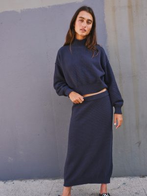 Navy Blazer Hailee Sweater Skirt Set - Stylefav