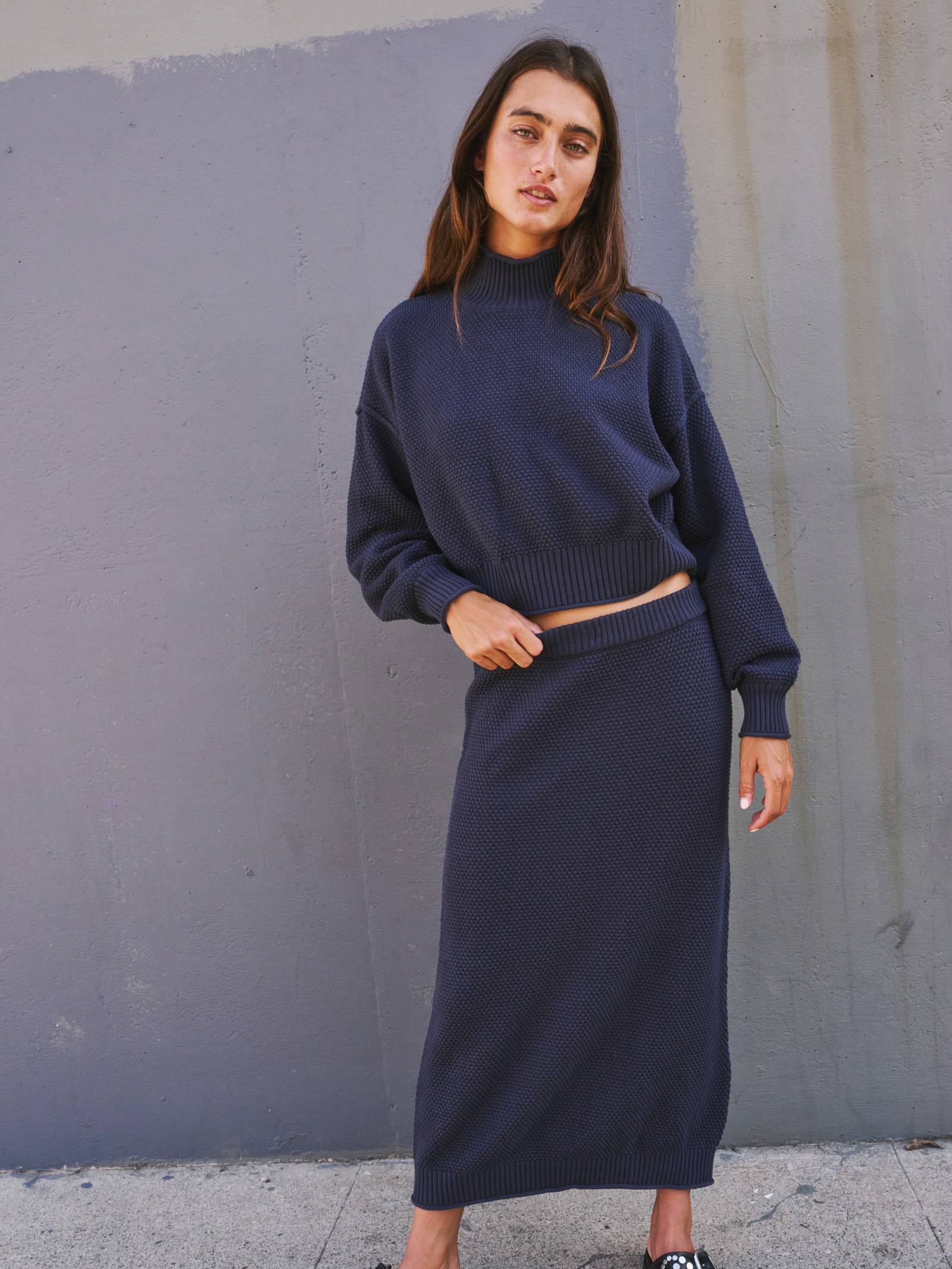 Navy Blazer Hailee Sweater Skirt Set - Stylefav